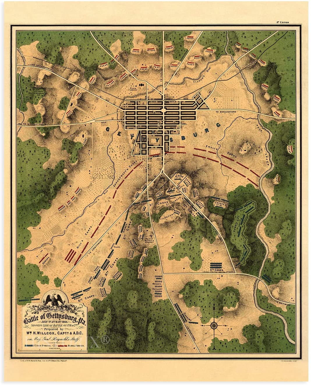 Historix 1863 Map Of The Battle Of Gettysburg Pennsylvania 24x30 Inch Vintage Map Wall Art American Civil War Poster Showing Line Of Battle On July 2nd 1863 Gettysburg Map Historix 1863 Map Of The Battle Of Gettysburg Pennsylvania 24x30 Inch Vintage Map Wall Art American Civil War Poster Showing Line Of Battle On July 2nd 1863 Gettysburg Map