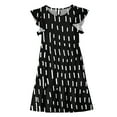 thumbnail image 6 of Juslio Girls Dress Summer Beach Ruffle Sleeve Round Neck A-line Knee Length Casual Black Sundress, 6 of 8