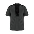 thumbnail image 4 of ZRGHAOYLQ Men's Vintage Short Sleeve Lace Up Shirts for Renaissance Pirate Viking Medieval Costume Color Block Patchwork Top Plus Size Muscle Shirts Big and Tall Stand Collar Shirt Tops, 4 of 6