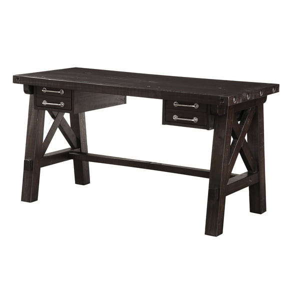 Yanez Industrial Desk in Charcoal - Solid Wood