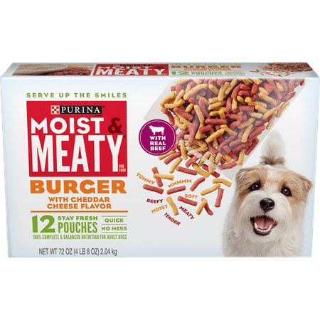 Purina Moist & Meaty Dry Dog Food, Burger with Cheddar Cheese Flavor - 12 ct. (Best Dog Food For Skin Problems)