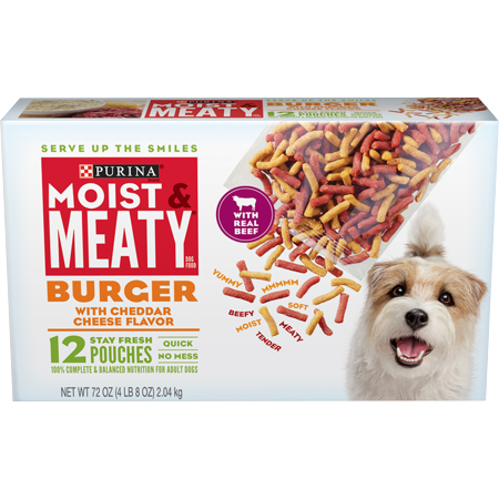 Moist & Meaty Burger with Cheddar Cheese Flavor Wet Dog Food 12 ct Box, 72 (Best Dog Food For Joint Problems)