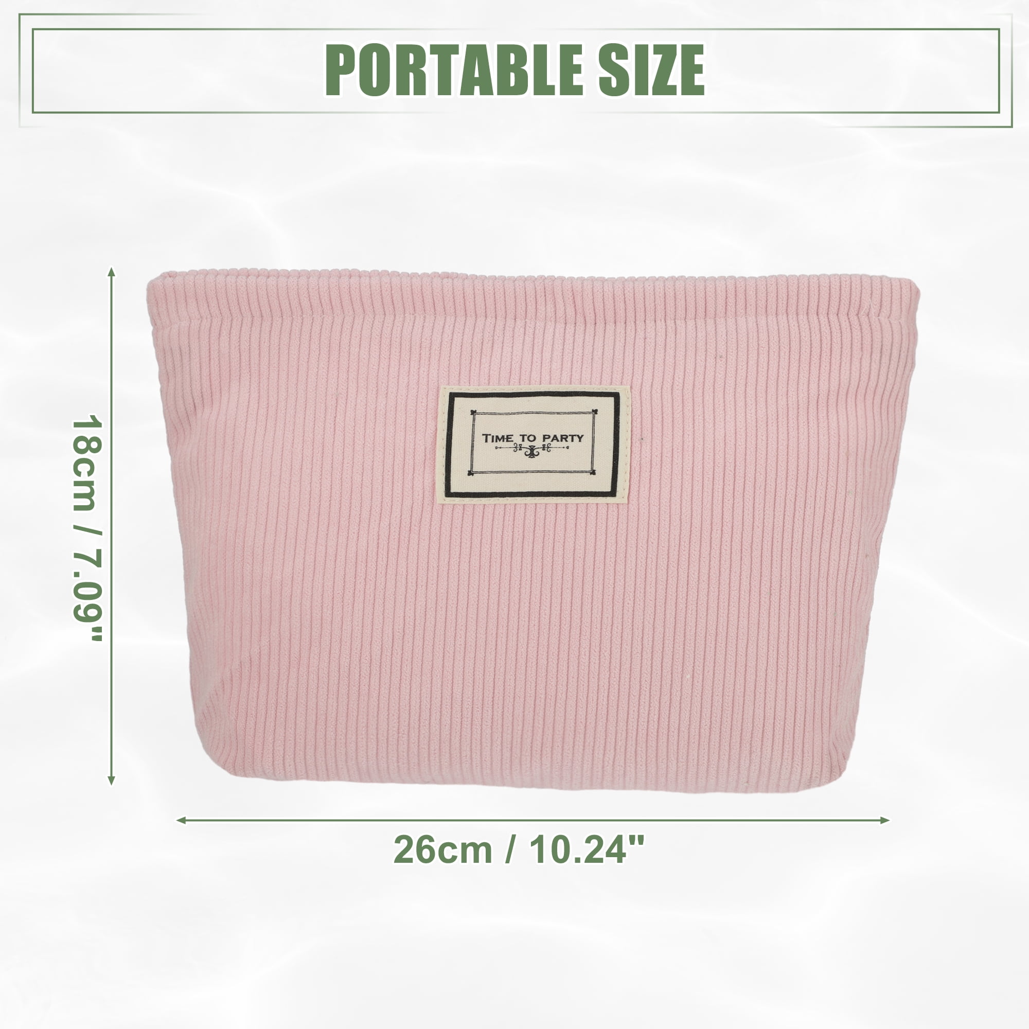 Unique Bargains Corduroy Makeup Bags Corduroy Cosmetic Bag Zipper Women Makeup Pouch Pink