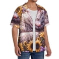 thumbnail image 2 of KLL Warm Sunflower Sleeping Cat Print Men's Shirt Short Sleeve Button Down Summer Cuba Beach Shirts- XX-Large, 2 of 5