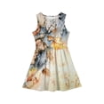 thumbnail image 3 of LTTVQM Dresses for Girls 11-12 Casual Floral Sundresses Cute Sleeveless Midi Dress Fashion Crewneck Spring Dresses Orange 11-12 Years, 3 of 4