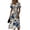Navy, variant on Floral Print Midi Dress for Women - V-Neck Short Sleeve High Waist A-Line Summer Dress, Flowy Casual Beach Vacation Party Gown with Cinched Waist Watermelon Red L