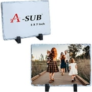 A-SUB Sublimation Blank Slates 5X7 Inch Sublimation Plaque Rock Stone Photo Frame with Display Stand, 2Pcs for Inkjet Sublimation Heat Transfer DIY Gift