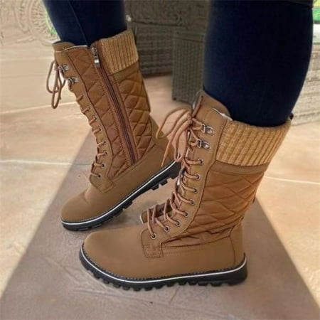 

Women s Suede Boots Girls High-top Boots Lace Up Non-slip Long Boots Vintage Style