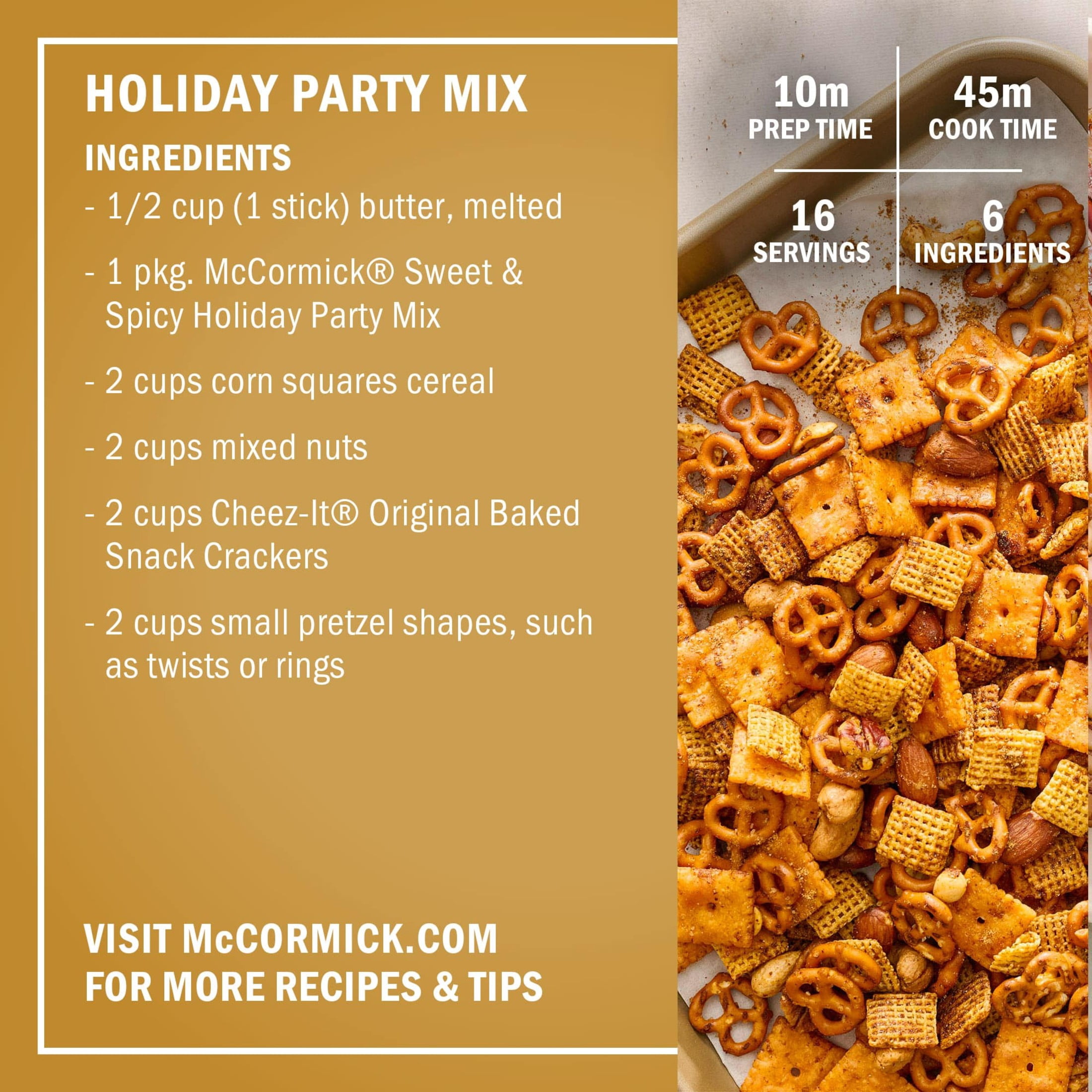 (5 pack) McCormick Sweet & Spicy Party Mix, 1.12 oz Packet