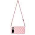 thumbnail image 3 of SaniMore Case for Google Pixel 8A, PU Leather 3D Lattice Stylish for Girls Crossbody Lanyard Flip Kickstand Card Slots Cash Pocket Magnetic Clasp Full Body Protective Shockproof Wallet Shell, Pink, 3 of 9