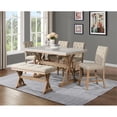 thumbnail image 3 of Counterheight 6pc Rustic Natural Wood Dining Set w Faux Marble + Chairs + Bench, 3 of 5