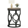 thumbnail image 5 of Fnova Round End Table, Industrial Small Side Table with Metal Hollow Frame for Living Room, Bedroom, Easy Assembly Nightstand, 5 of 10