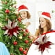 thumbnail image 1 of Seyotauo Christmas Glitter Flower Christmas Tree Decor Artificial Poinsettia Flower Velvet Magnolia s Floral Picks for Christmas Tree Fireplace Xmas Wedding DIY Crafts Wreath Party Floral Decor, 1 of 9