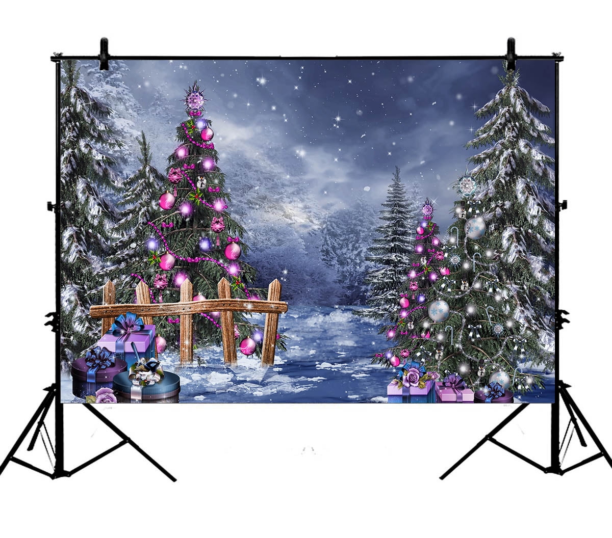 YKCG 7x5ft Christmas Gifts Trees Outdoor Winter Snowy Landscape ...