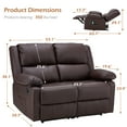 thumbnail image 6 of YODOLLA 2 Seat Leather Recliner Sofa with Massage Heated Function, Home Theater Seating Loveseat Chair in Brown, 6 of 7
