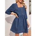 thumbnail image 3 of Vestido vaquero Sidefeel primavera/verano con manga 3/4 para mujer, 3 of 7