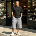 thumbnail image 6 of Dresfit Cargo Shorts Mens Baggy Drawstring Long Shorts 2026 Summer Stretch Athletic Capri Shorts Cropped Loose Lightweight Work Bermuda Shorts L, 6 of 6