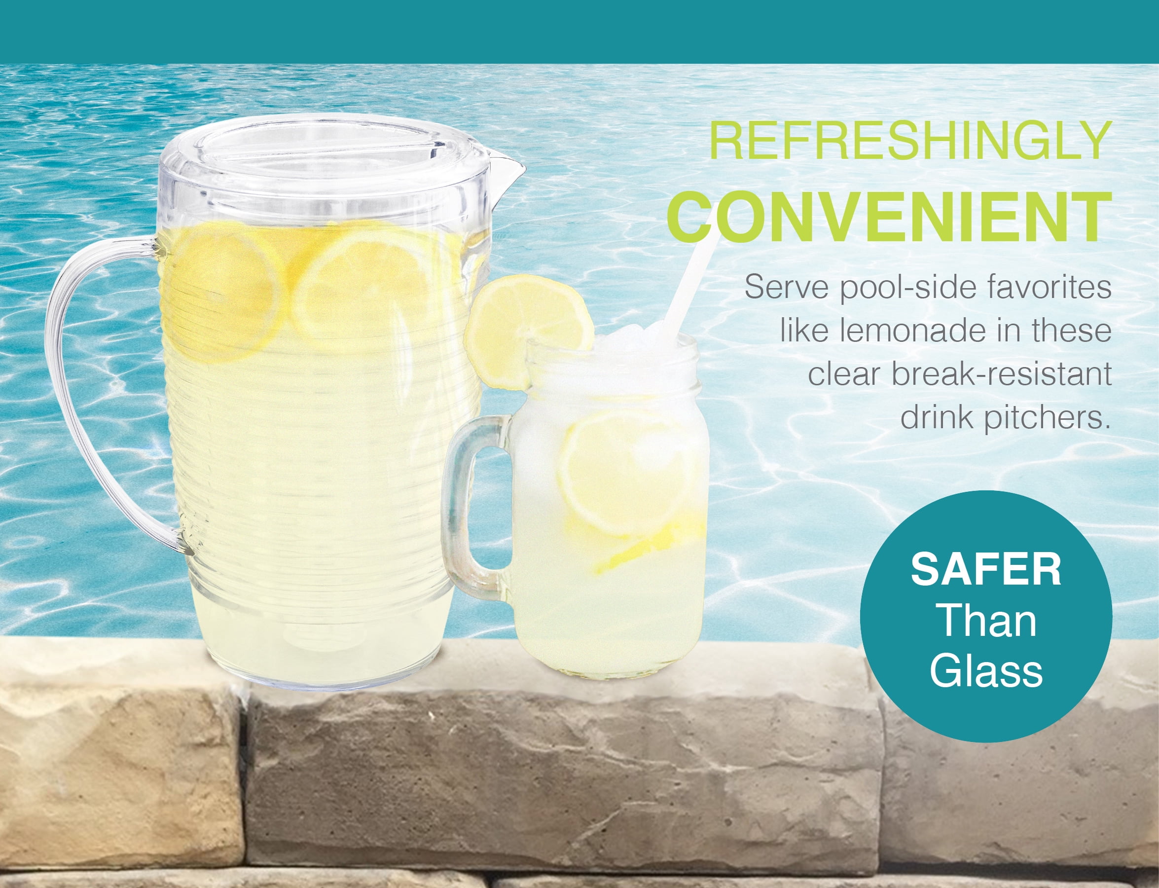 Arrow Home Products 82 oz Clear Plastic Pitcher with Lid, Durable BPA-Free Water Jug, Lightweight Refrigerator Beverage Dispenser for Juice, Iced Tea and Cold Drinks, Easy-Pour Handle