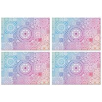 Rustic Classic Artistic Flax Placemats Set of 4, 12x18 Inch Boho Tribal Vintage Table Mats, Washable Earthy Ethnic Decor for Kitchen or Dining Room Table