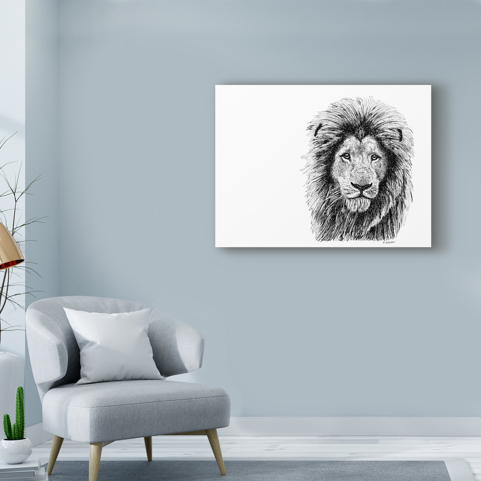 Trademark Fine Art 'Lion Line Art' Canvas Art by Let Your Art Soar