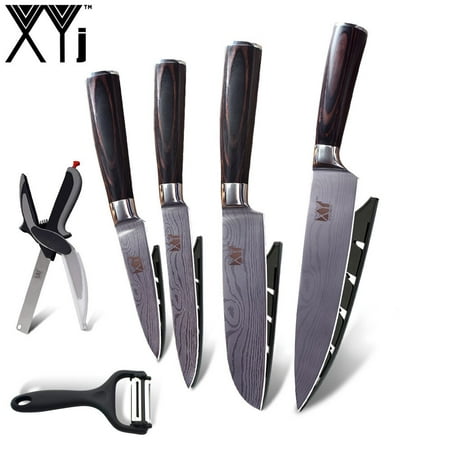 XYj Best Kitchen Knife Set Sharp Blade Bend Handle Stainless Steel Kitchen Knives Cooking Accessories (Best Value Kitchen Knife Set)