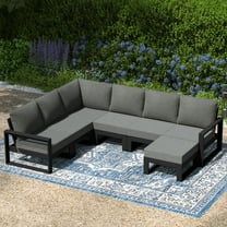 WestinTrends Montara 7-Piece Outdoor Modular L-Shaped Corner Patio Sectional Sofa Set, Black/Gray