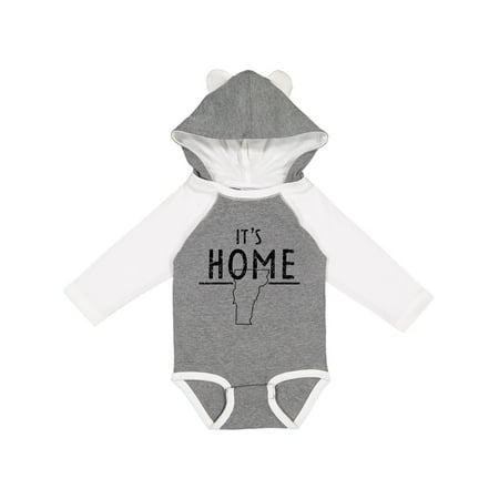 

Inktastic Its Home- State of Vermont Outline Distressed Text Gift Baby Boy or Baby Girl Long Sleeve Bodysuit