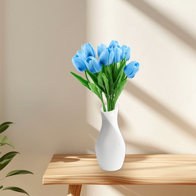 Mini tulipanes artificiales (10 unidades) | Flores artificiales de plástico en rojo, rosa y morado | Decoración navideña realista para el hogar y la oficina | Ramo decorativo duradero y ecológico