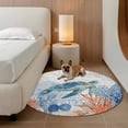 thumbnail image 2 of Sea Turtle Coastal Round Area Rug 3.3Ft Washable Circle Rugs for Dining Room Table, Blue Red Summer Beach Coral Nautical Wood Non-Slip Carpet Floor Mats Indoor Outdoor Carpet Runner Home Decor, 2 of 8