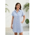thumbnail image 4 of Zeagoo Cotton Linen Dress for Women Short Sleeve V-Neck Button Down Tunic Shift Dress Casual Breathable Comfy Summer Shirt Dress with Pocket for Beach Vacation and Everyday Wear, 4 of 7