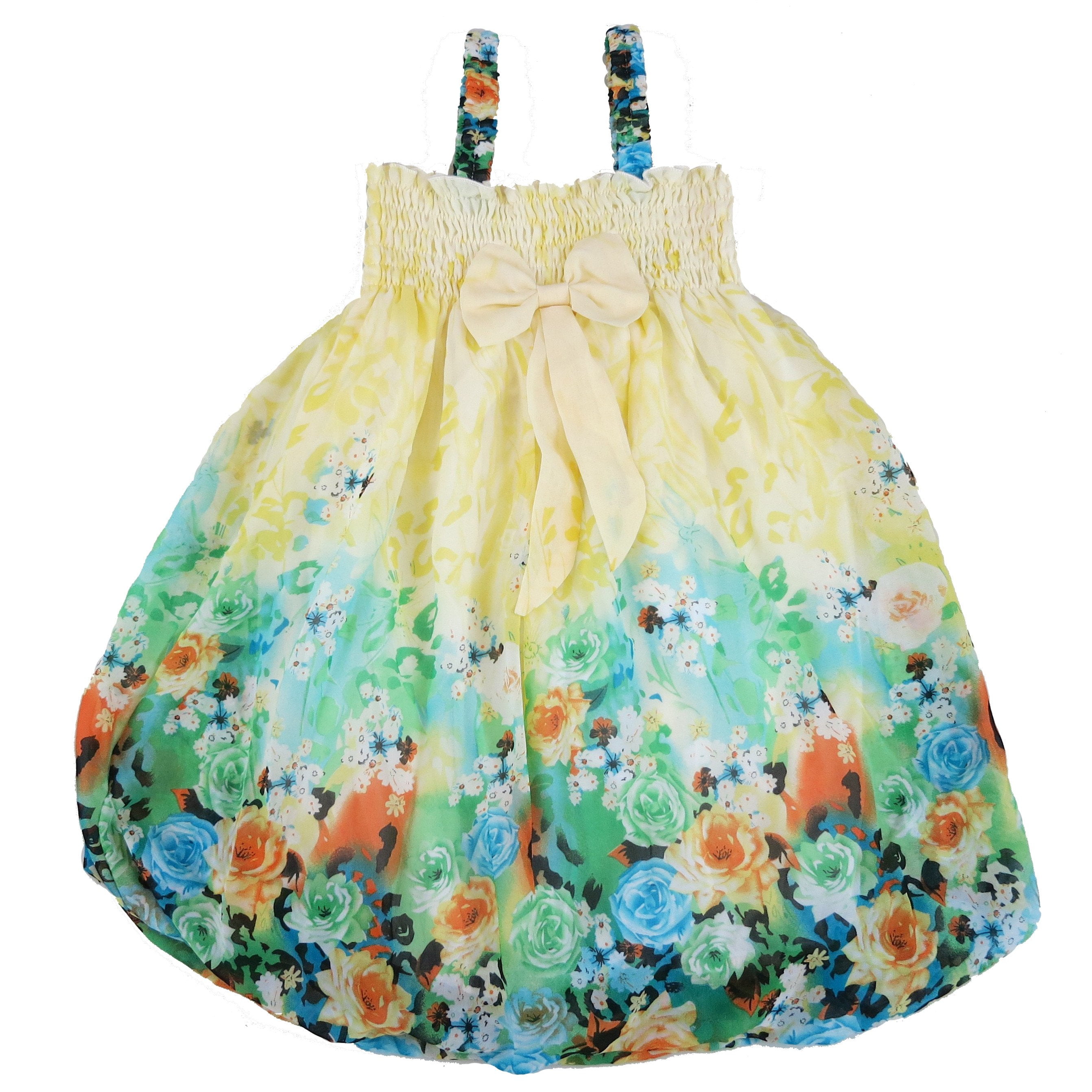 Wenchoice Girl'S Yellow Rose Chiffon Baby Doll Dress M(3T4T)