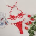 thumbnail image 3 of Conjunto de lencería Conjunto de ropa de dormir sin espalda, lencería con soporte de acero, ropa interior dividida, cuello colgante Cgtredaw Rojo T S para Mujer, 3 of 7