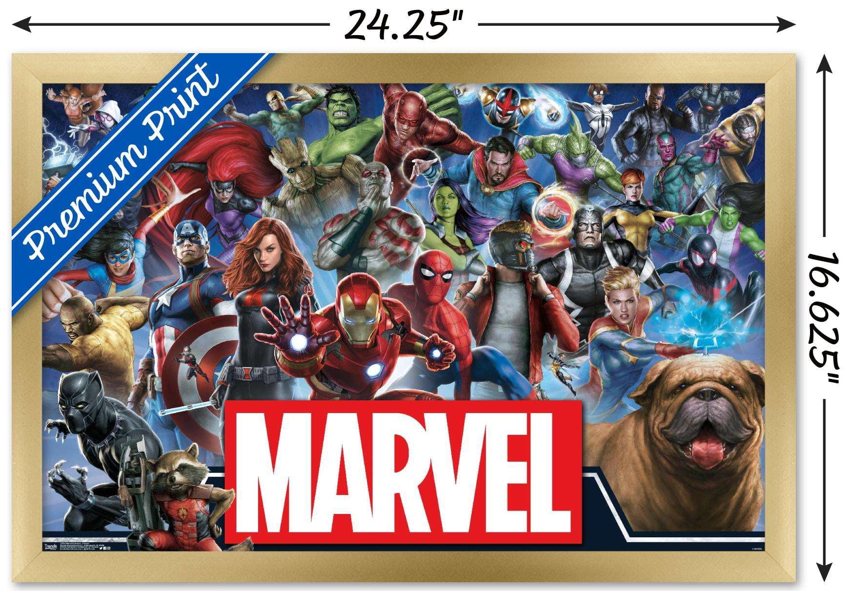 Marvel Comics - Marvel Universe - Heroes Wall Poster, 14.725" x 22.375", Framed