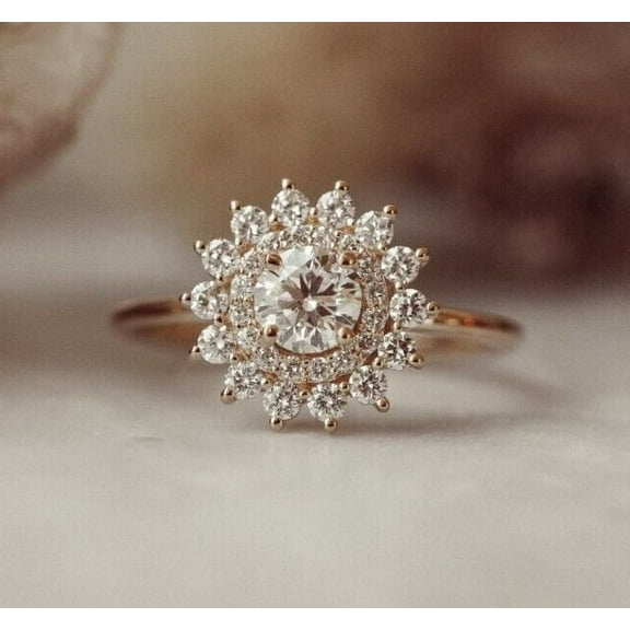 14k Yellow Gold Plated 2.20Ct Round Cut Lab Created Diamond Women's Wedding Gift Ring