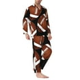 thumbnail image 3 of Bingfone Men'S Pajama Set 2 Piece Loungewear Pjs, Long Sleeve With Pajama Pants-Brown Football On Black, 3 of 9