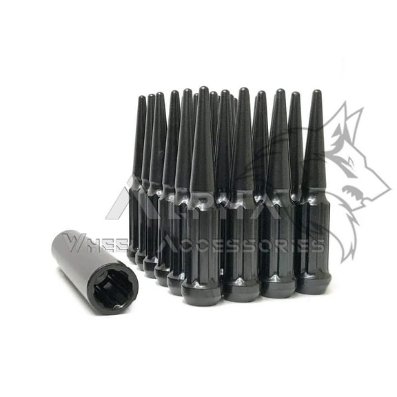 24 Black 14x1.5 Spline Spike Lug Nuts For 2022  Newer Toyota Tundra 6 Lug   Key