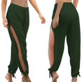 thumbnail image 4 of Manxivoo Yoga Pants Ladies Summer Yoga Leisure Low Waist Slit Wide Leg Yoga Light Comfortable Flared Pants Women's Pants Green XL, 4 of 5