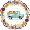 Pioneer Woman Pumpkin Dot Truck Thanksgiving Paper Dessert Plates, 8in, 12ct