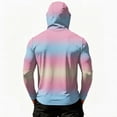thumbnail image 6 of Men's Ombre Print Hooded Long Sleeve Sun Shirt - Fashionable Gradient Pullover with Built-in Face Mask & Zipper Pocket - UPF 50+ Quick Dry Athletic Top for Fishing, Hiking & Summer 2026 Light Blue XL, 6 of 7