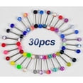 thumbnail image 2 of Body Chain Stainless Steel 30PCS Piercing Rings Barbell Cosmetic Tongue Navel Jewelry Accessories 30PCS, 2 of 5