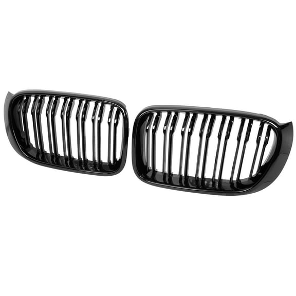 1 Pair Glossy Black Auto Hood Kidney Bars Front Grille Double Line 4 Door for BMW X3 2015-2017