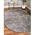 thumbnail image 3 of Unique Loom 3151522 7 ft. 10 in. x 10 ft. Geometric Trellis Frieze Oval Rug, Light Gray, 3 of 15