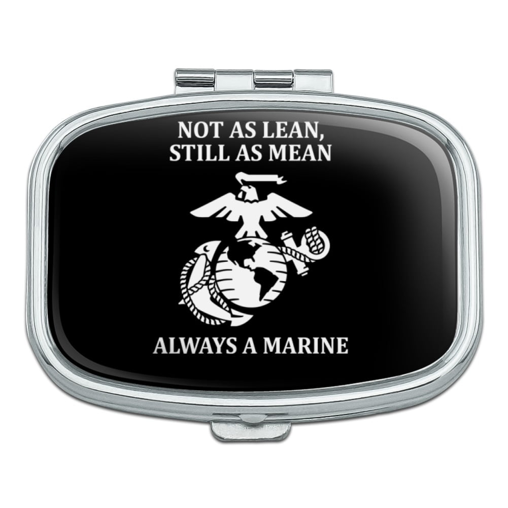 Not as Lean Still as Mean Always a Marine USMC White Black Officially Licensed Rectangle Pill Case Trinket Gift Box