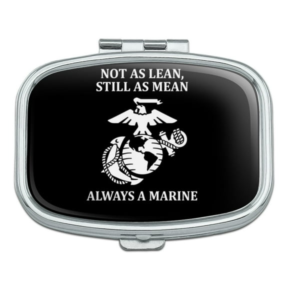 Not as Lean Still as Mean Always a Marine USMC White Black Officially Licensed Rectangle Pill Case Trinket Gift Box