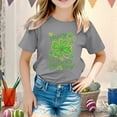thumbnail image 2 of Shadoumai Girls' St. Patrick's Day T-Shirt, Pink with Green Sequin Shamrock, Short Sleeve, 2 of 4