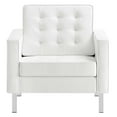 thumbnail image 5 of Modway Loft Tufted Vegan Leather Upholstered Living Room Armchairs in Silver White - Set of 2, 5 of 10