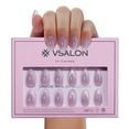 thumbnail image 3 of VSALON Press On Nails Short Almond, 32 Pcs 16 Sizes Purple Cat Eye Press On Nails French Tip Fake Nails With UV Glue Reusable Stick On Nails Semi-transparent False Nail Fall Gifts For Women, 3 of 7