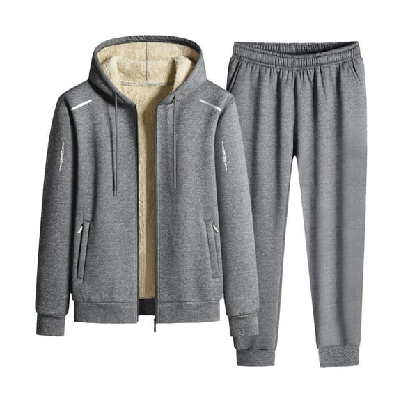 Men's Winter Wool Warm Lined Snowboard Outdoor Windproof Thickened Hooded Zip Suit