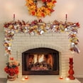 thumbnail image 4 of geerera 6.5 Ft Maple Leaf Garland with Pumpkins and Berries, White Fall Vine for Thanksgiving Decor, Fireplace, Wedding, Home, 4 of 6