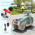 thumbnail image 4 of Pirecart Kids Electric Motorcycle, 6V Toddler Motorcycle with Realistic Sounds, LED Light, Children Ride on Toy with Non-Slip Tires, Gift for Age 3+, Green, 4 of 10